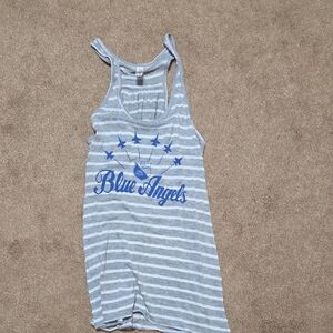Bella Canvas Gray and Blue Striped Tank Top